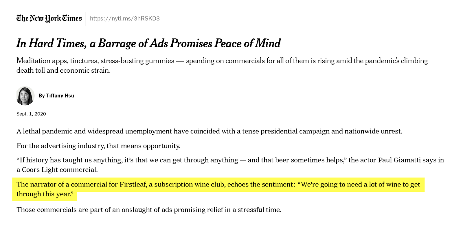 Firstleaf New York Times coverage