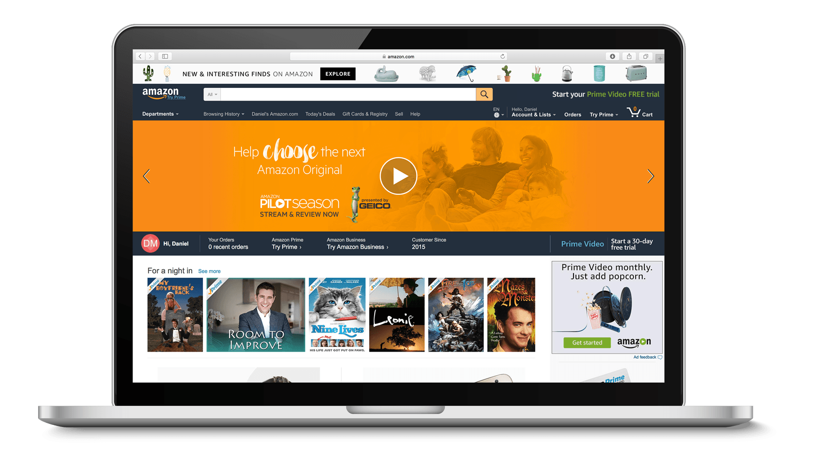 GEICO Pilot Season on laptop