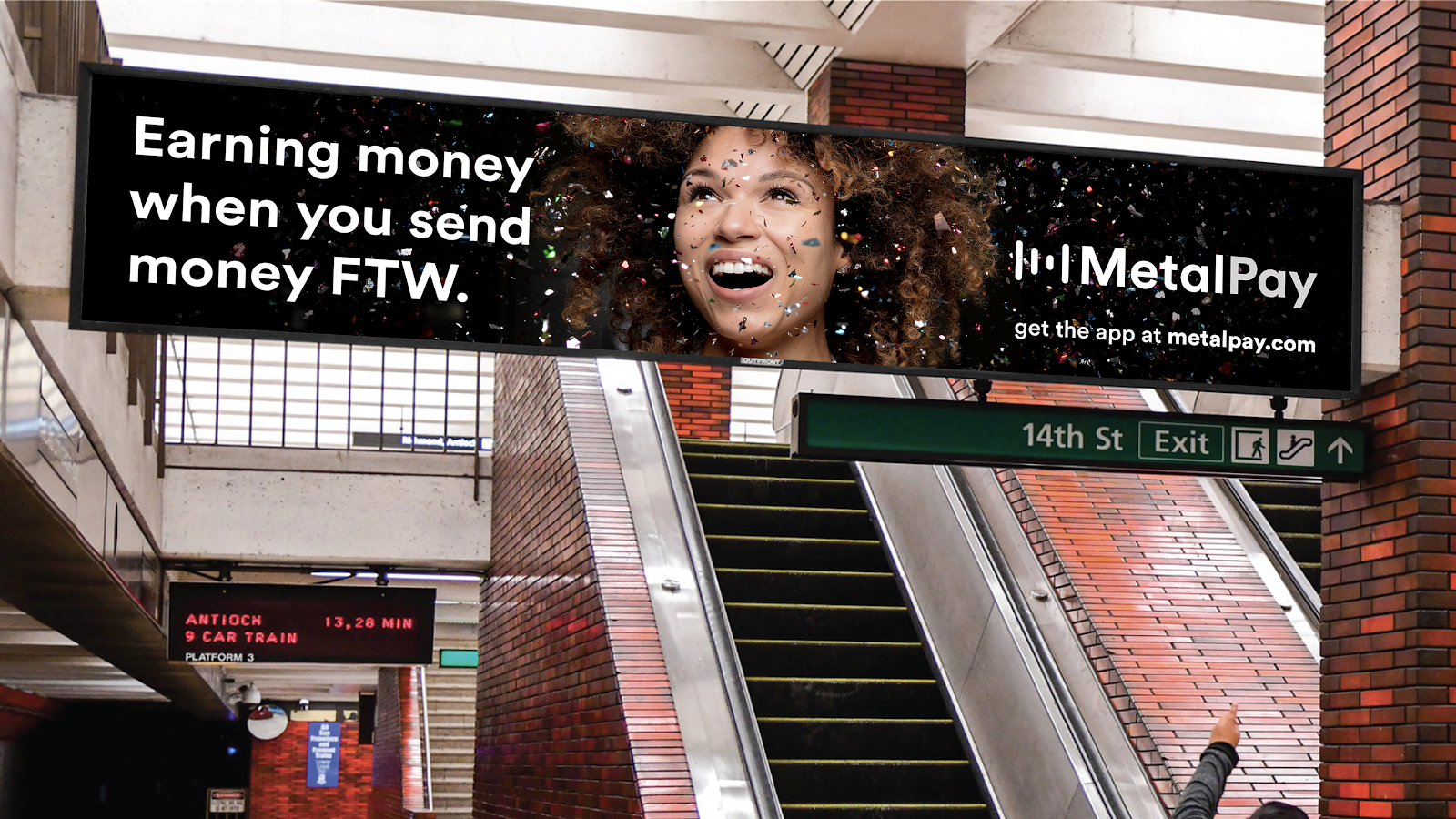 Metal Pay BART station billboard