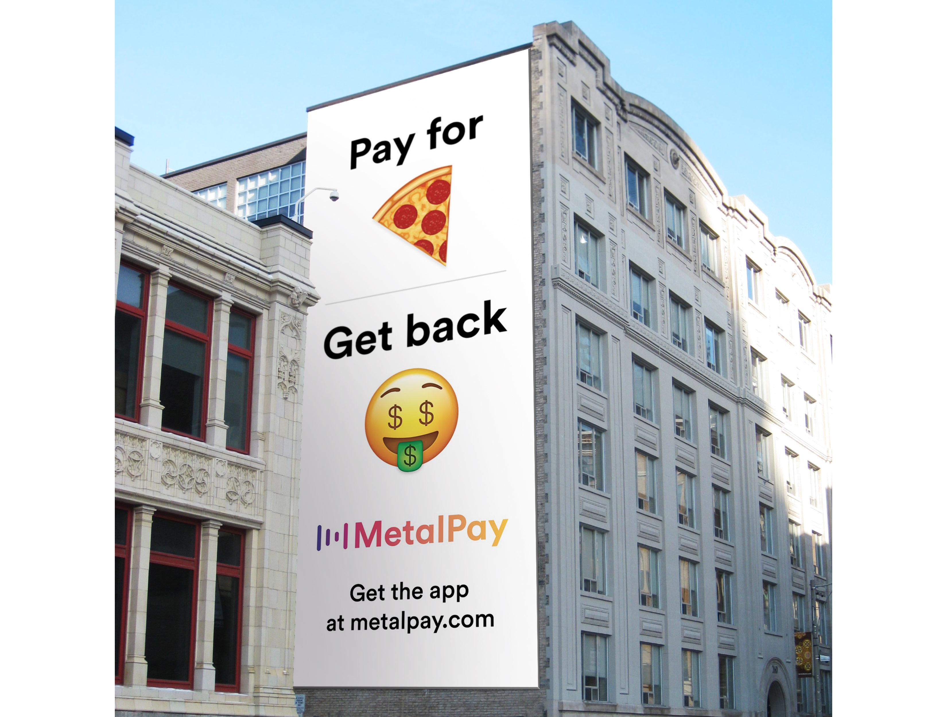 Metal Pay Back vertical billboard