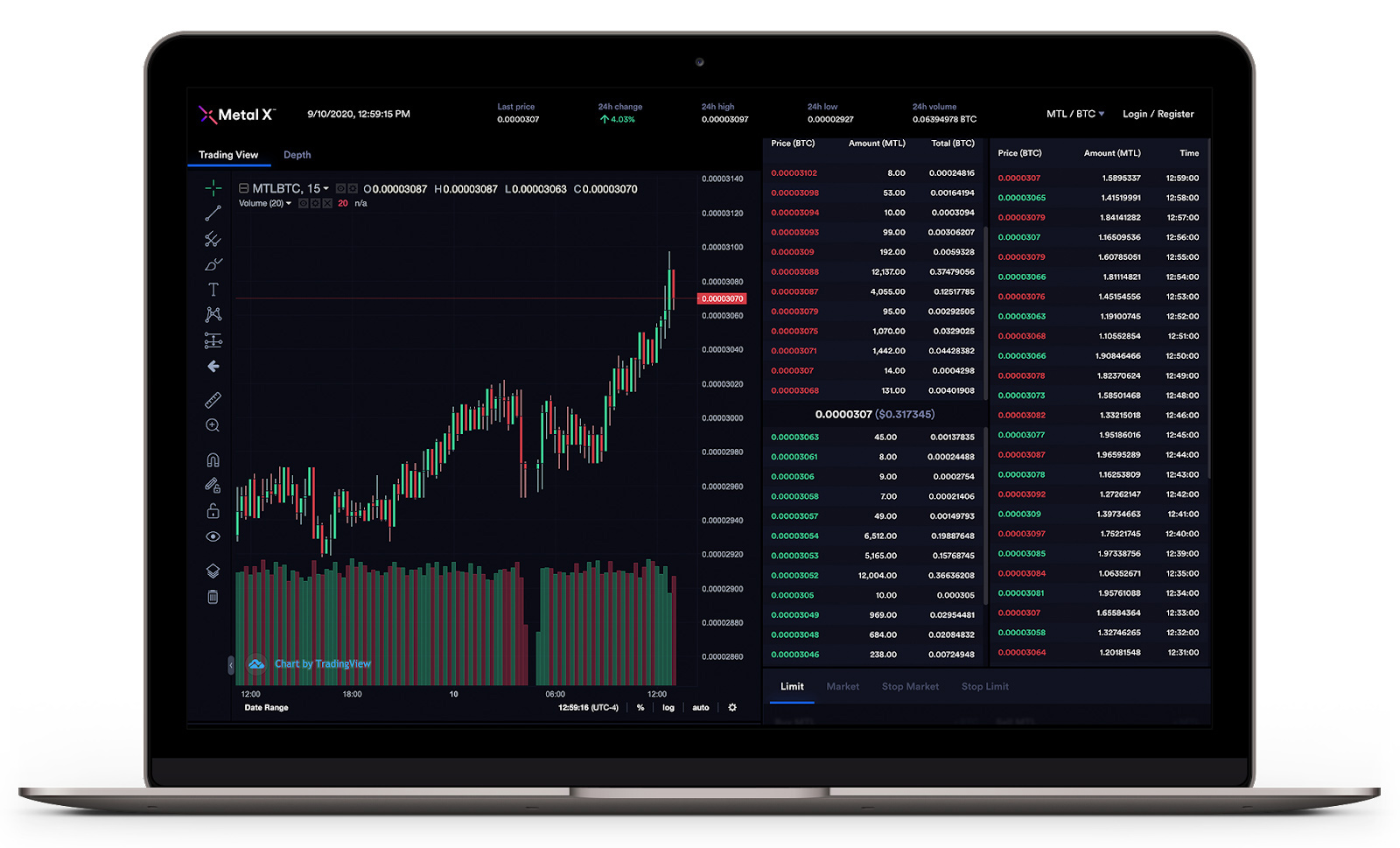 Metal X exchange platform mockup