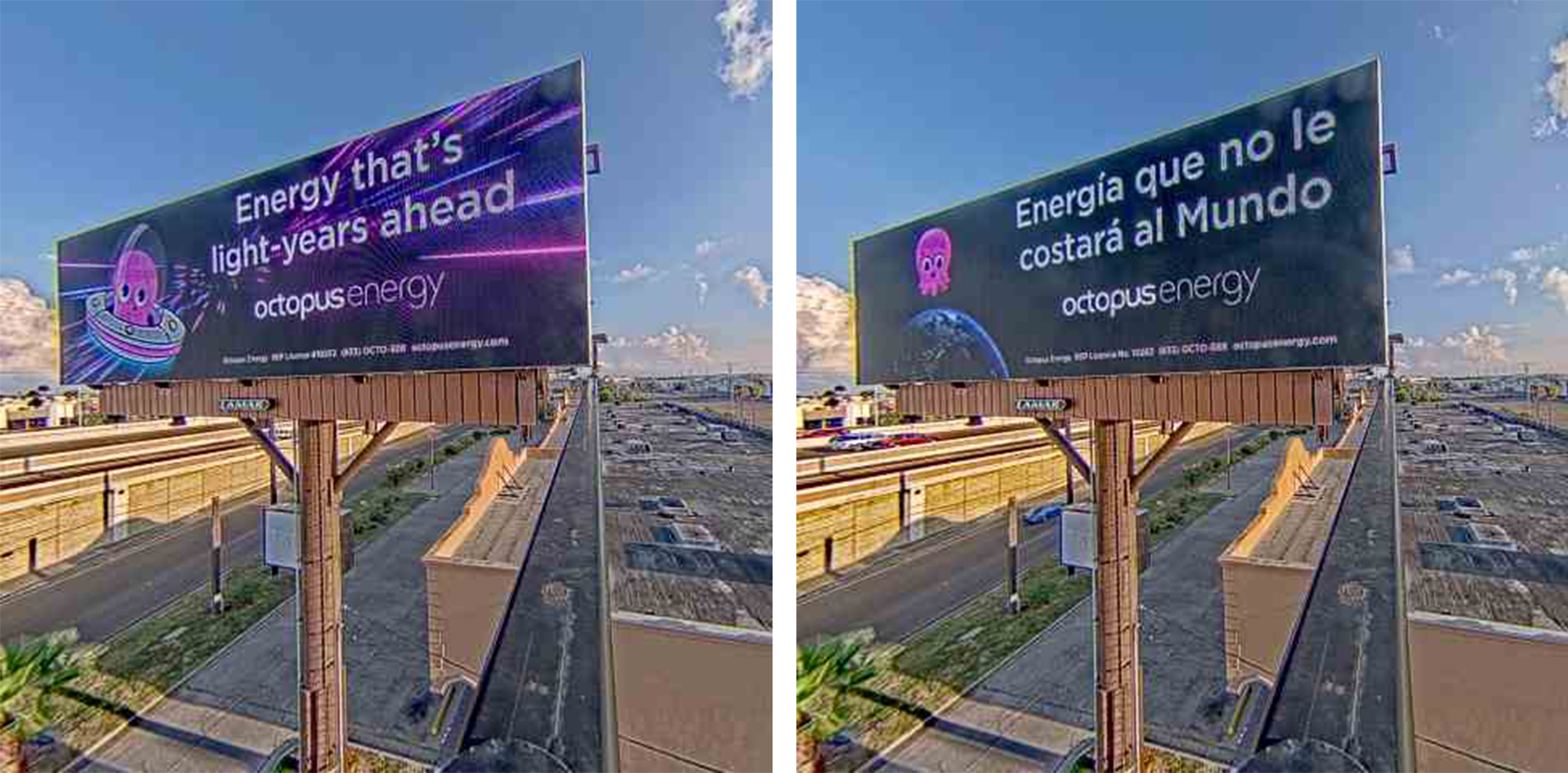 Octopus Energy Spanish language OOH boards in Brownsville