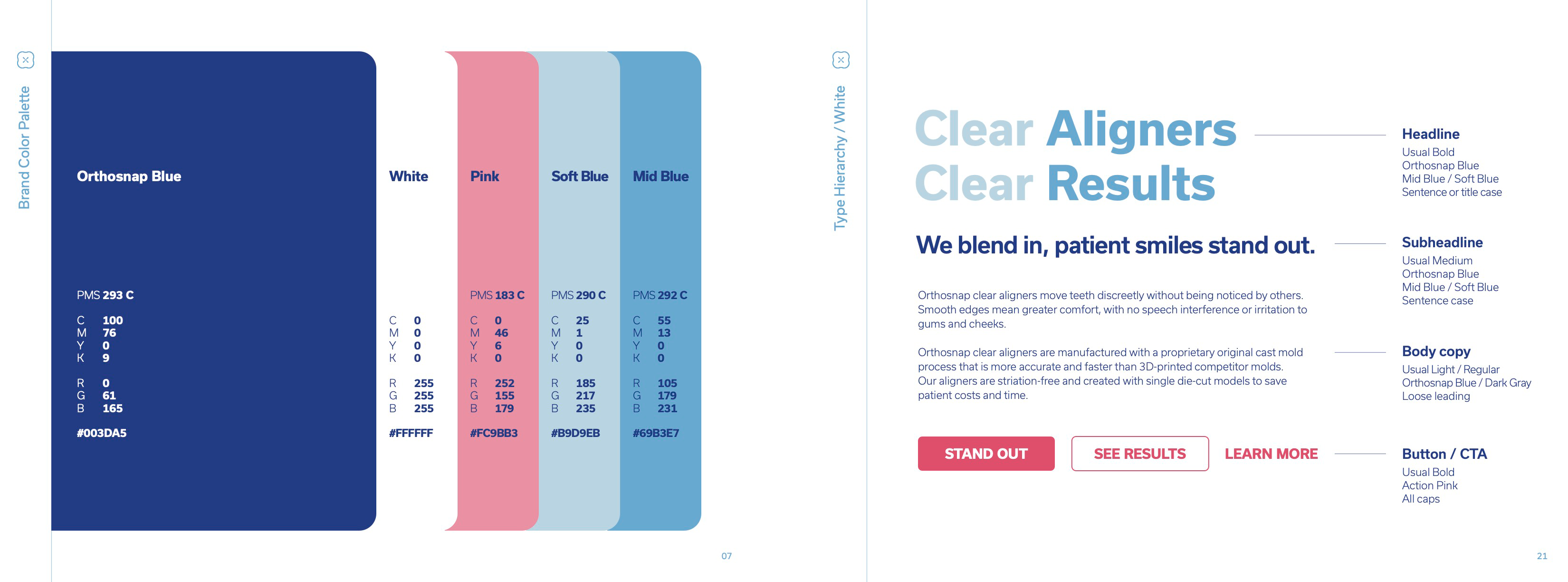 Orthosnap brand guidelines book page 1