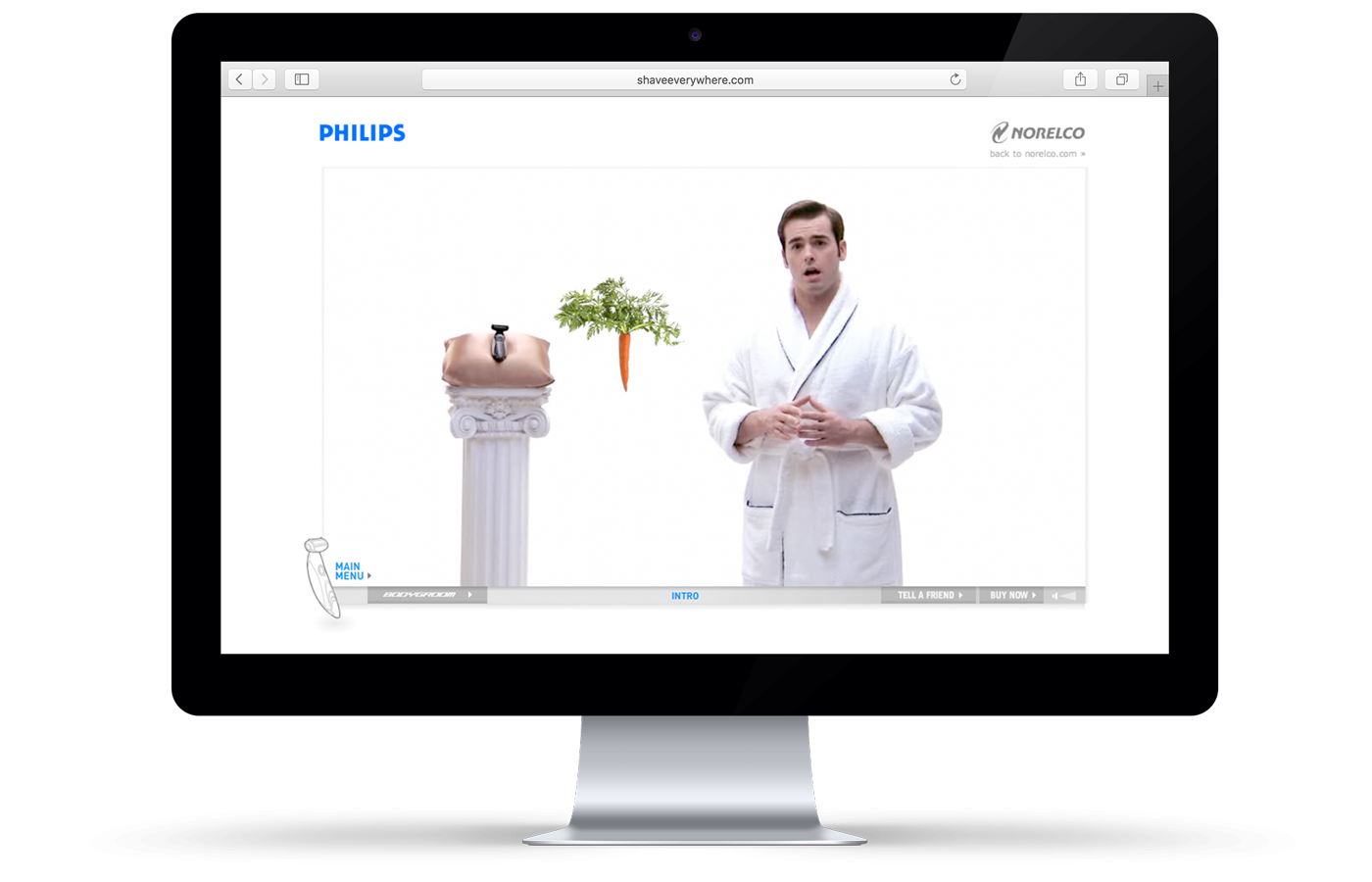 Philips Norelco Bodygroom website on monitor