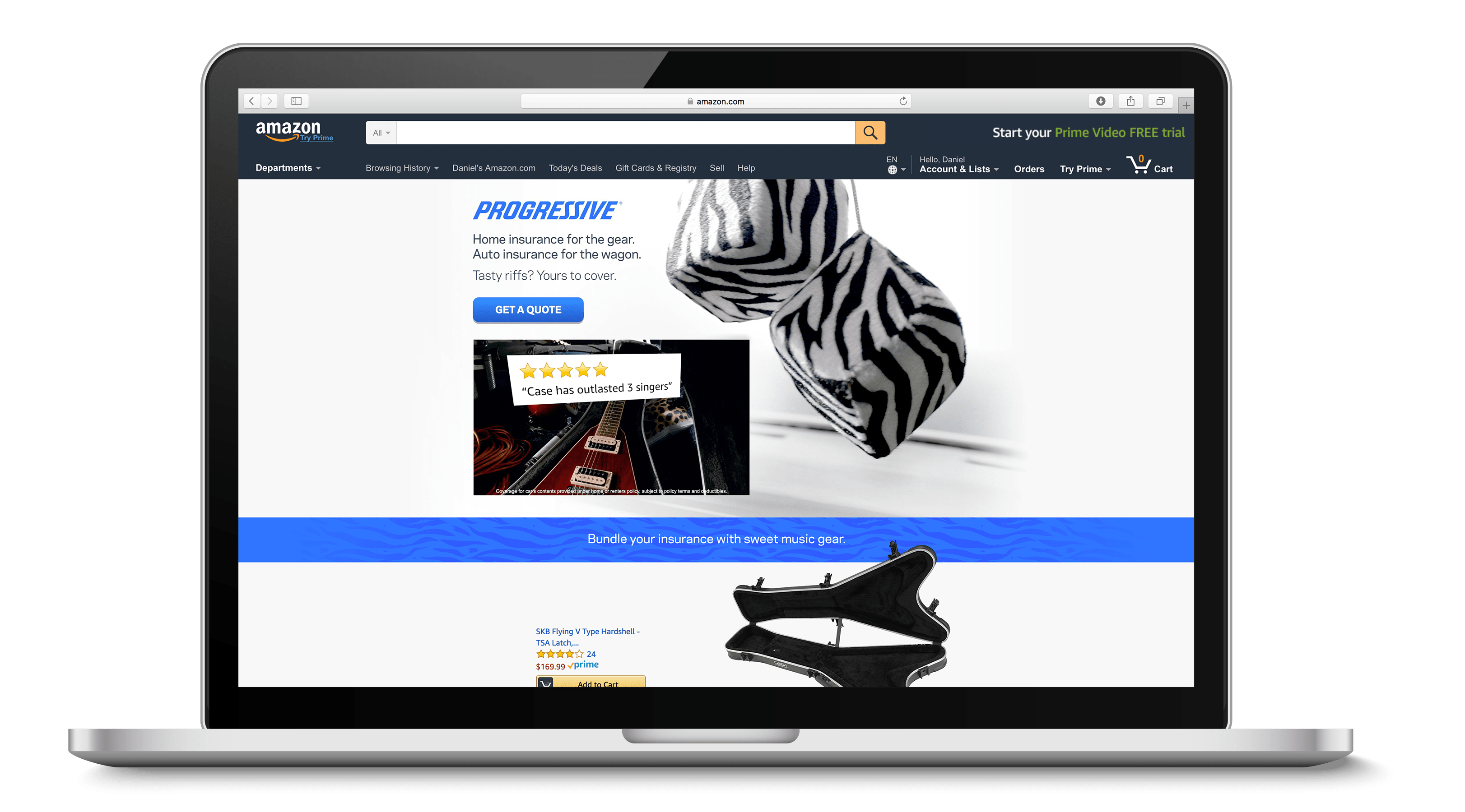 Progressive bundle campaign on laptop