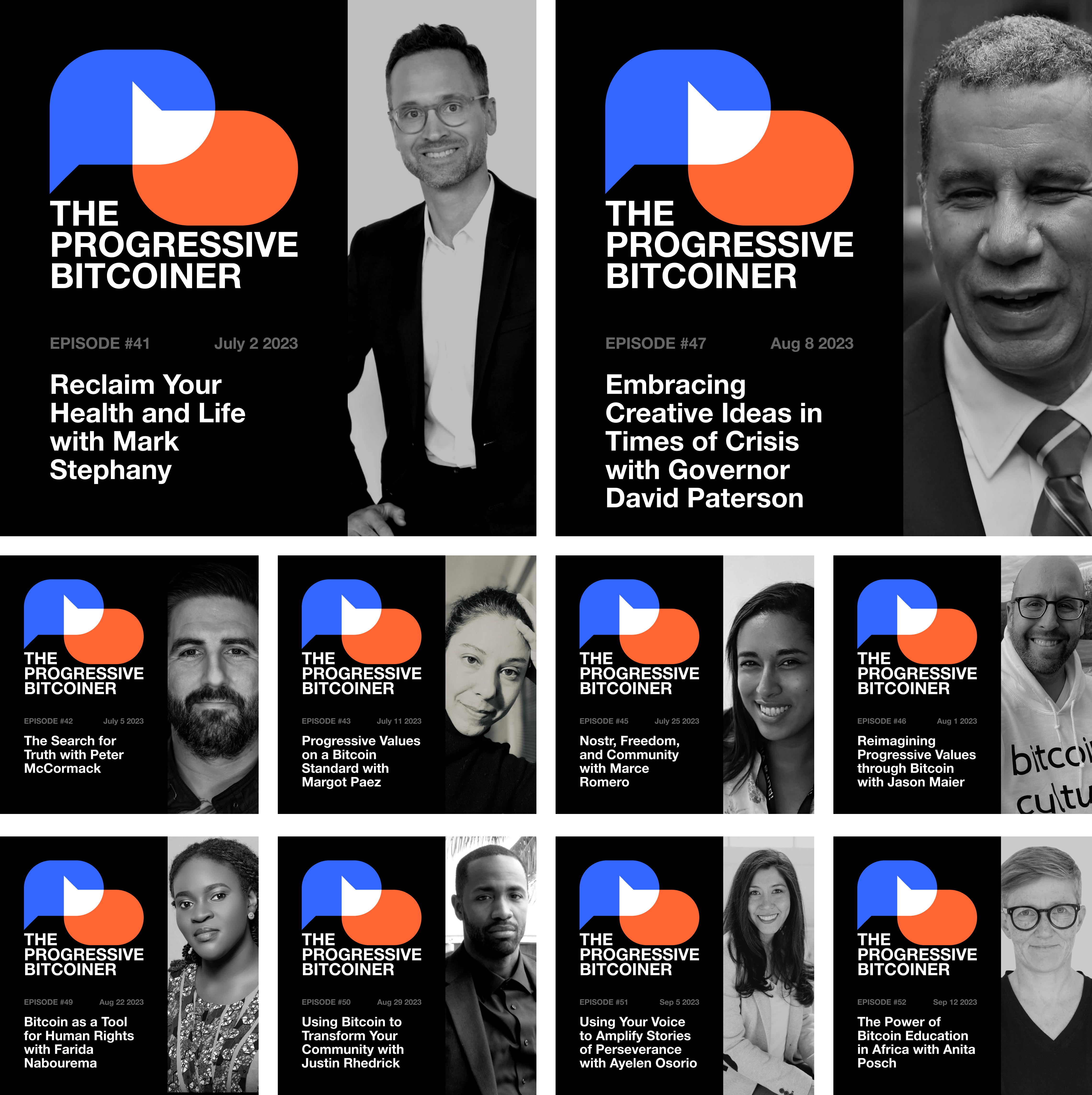 The Progressive Bitcoiner episode card designs